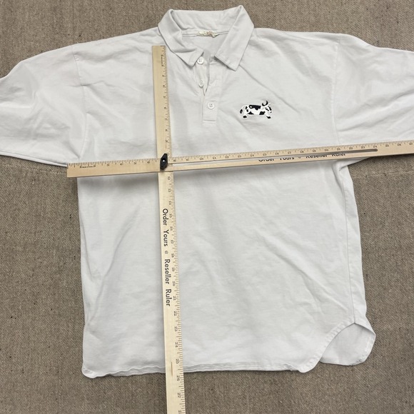 Vintage Marci lipmen cow shirt mens large white 2000s y2k long sleeve - Picture 7 of 10